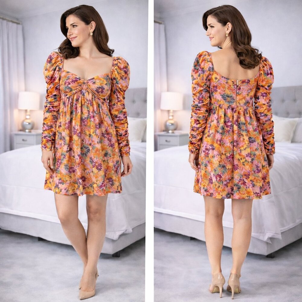 NEW Zimmermann Violet Front-Twist Detailed Mini Dress $695
